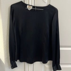 Talbots 100% black silk king sleeve blouse.size 14